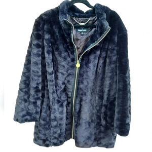 Dennis Basso Plus Size Faux Fur Zip Up Coat